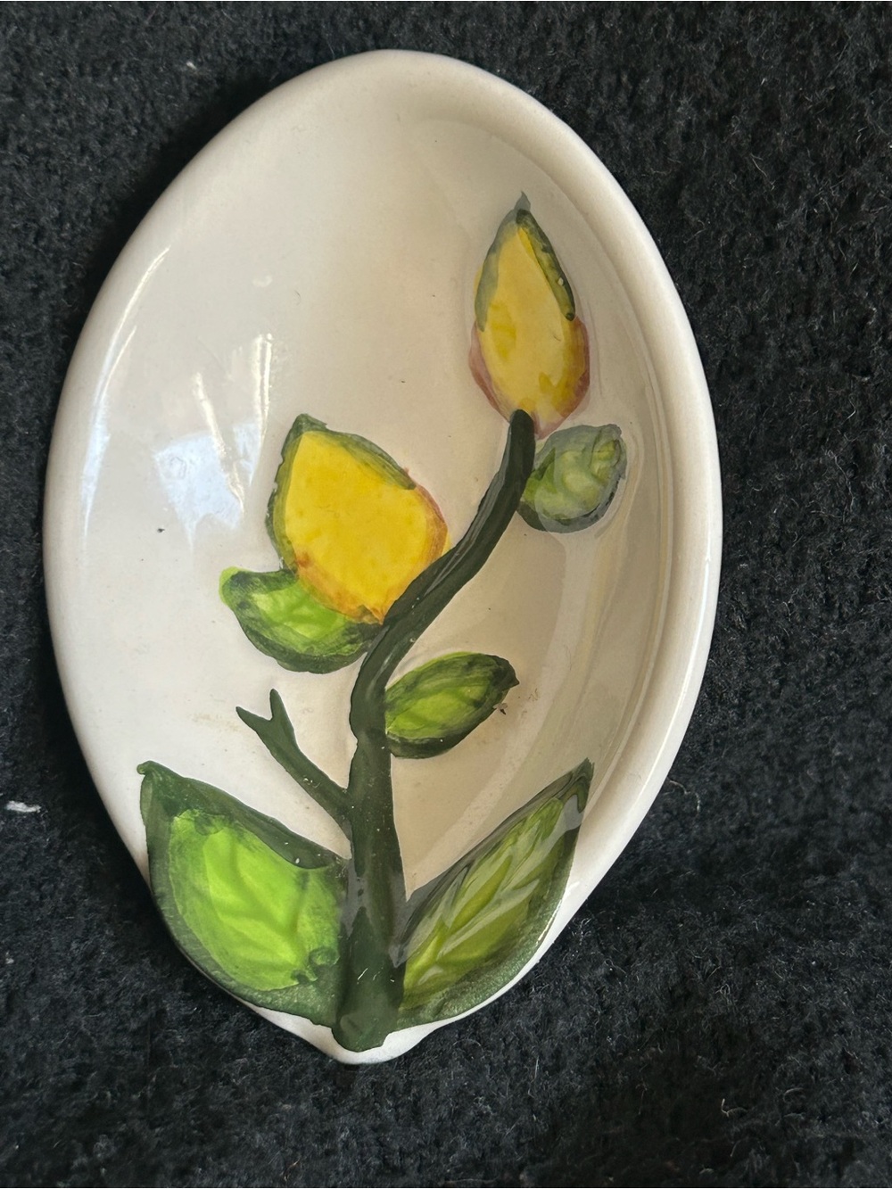 Hand-Painted Yellow Floral Ceramic Dish